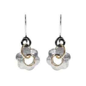 Israeli Dganit Hen Petite Silver Gold Flower Earrings