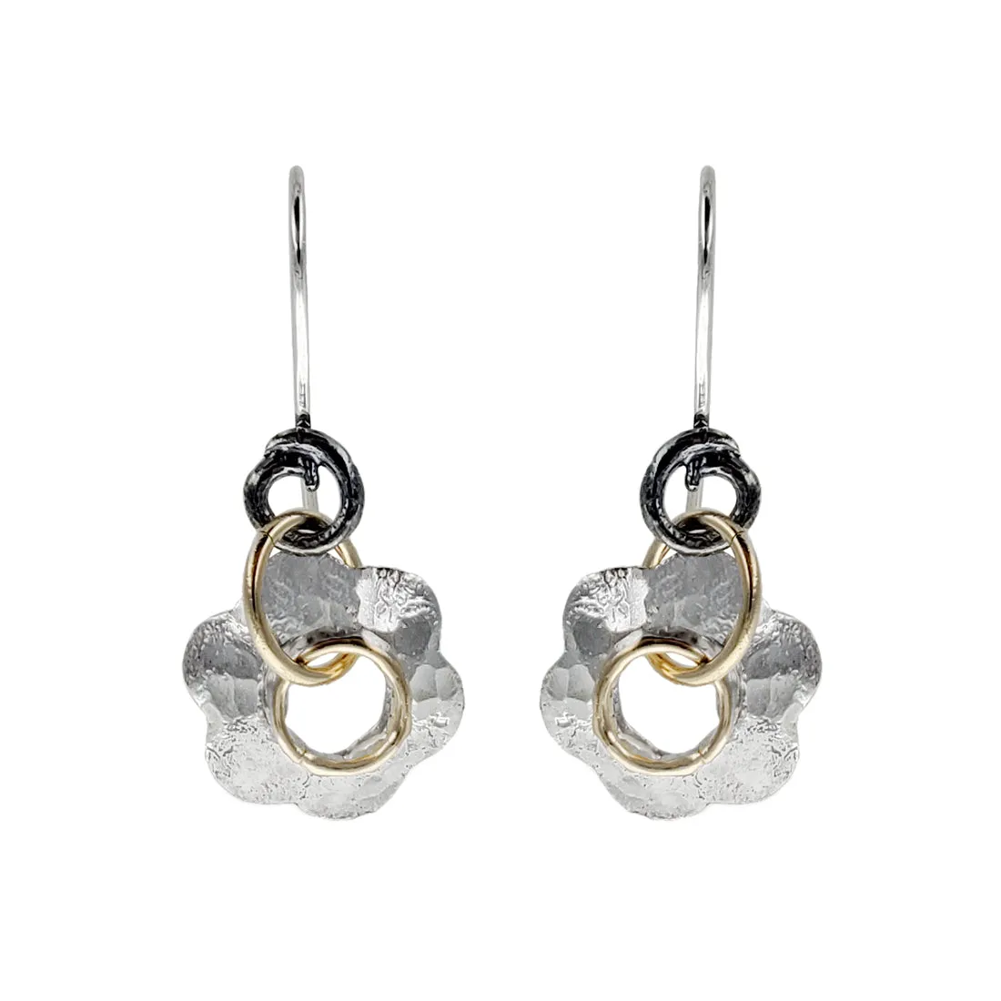 Israeli Dganit Hen Petite Silver Gold Flower Earrings