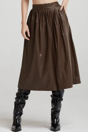 Julia Pleather Pleated Midi Skirt