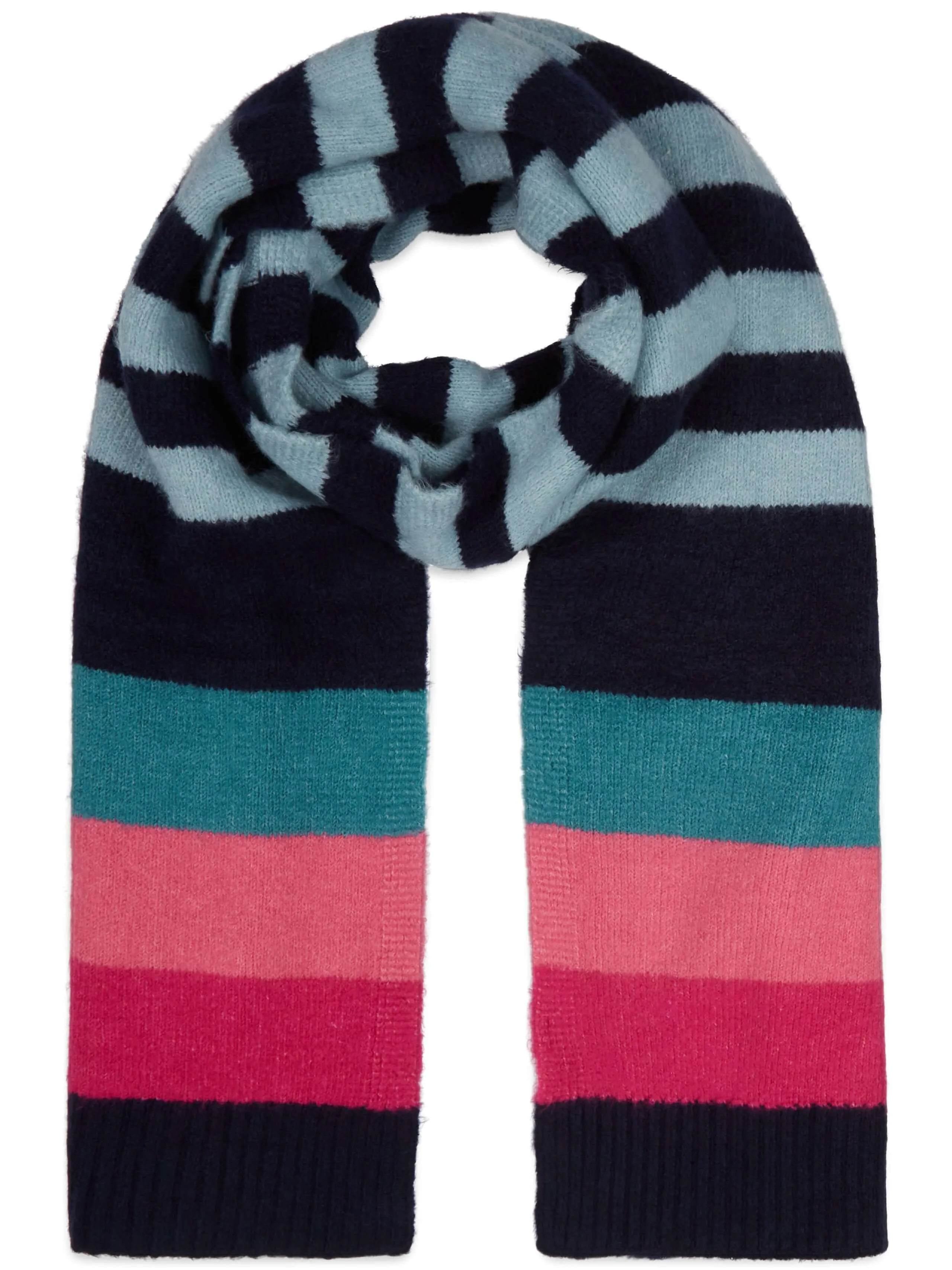 Khost Navy Fluffy Stripe Scarf