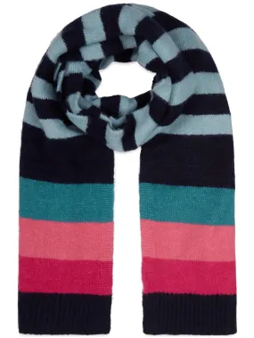 Khost Navy Fluffy Stripe Scarf