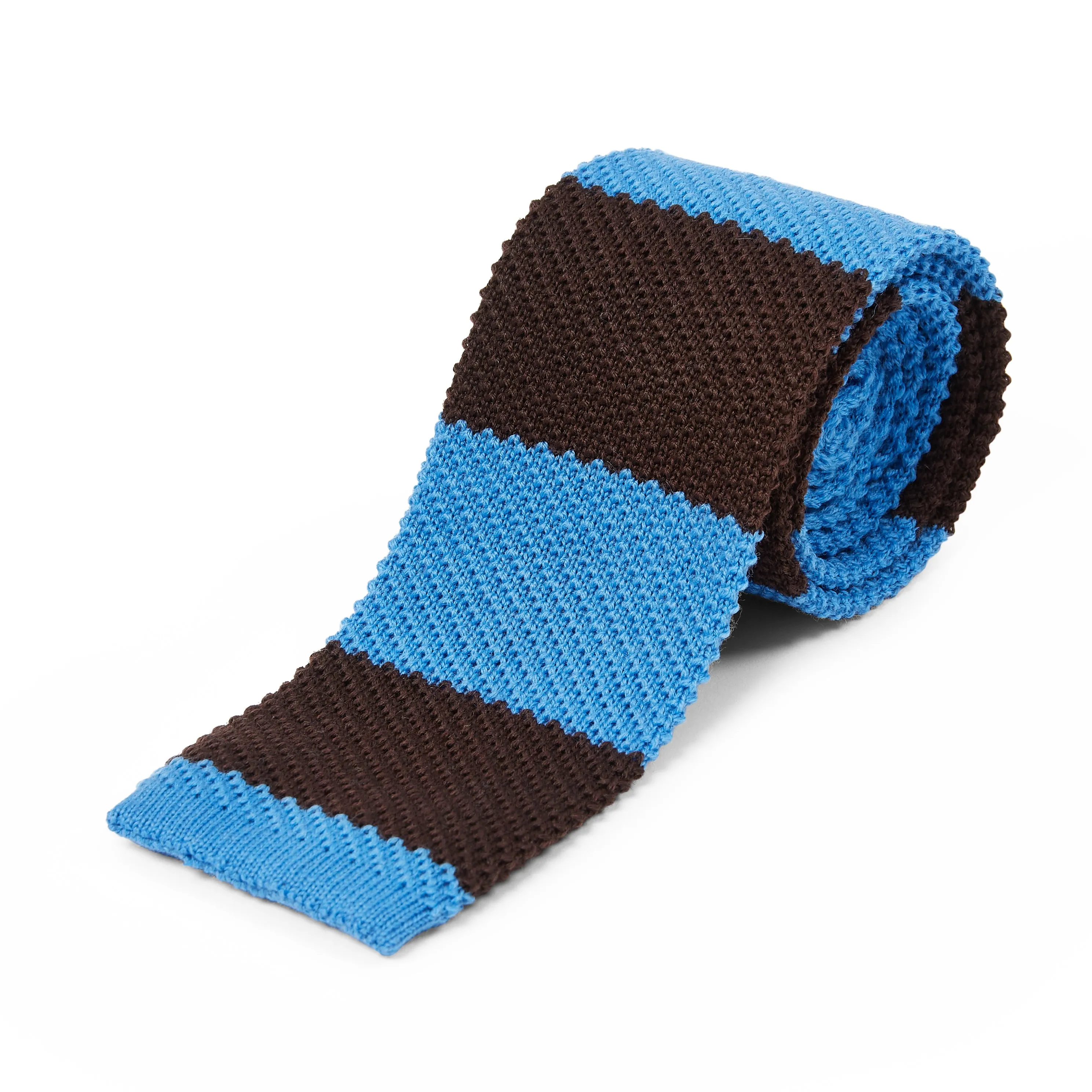 Knitted Tie - Blue & Brown