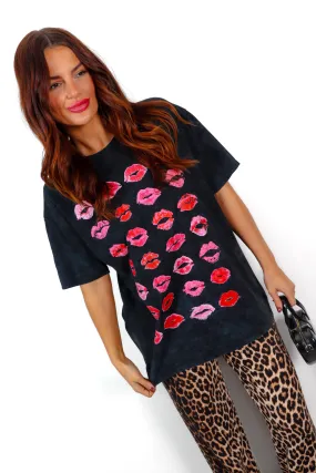 Lips Are Sealed - Acid Wash Fuchsia Lips Graphic T-Shirt