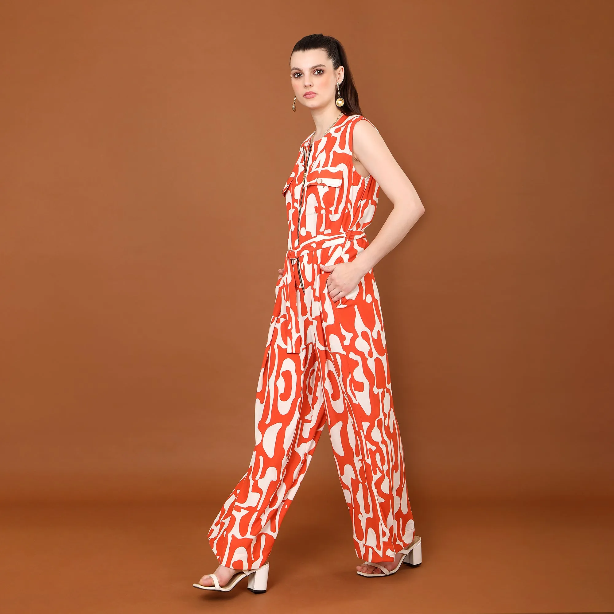 Lisa Abstract Swirl Print Jumpsuit