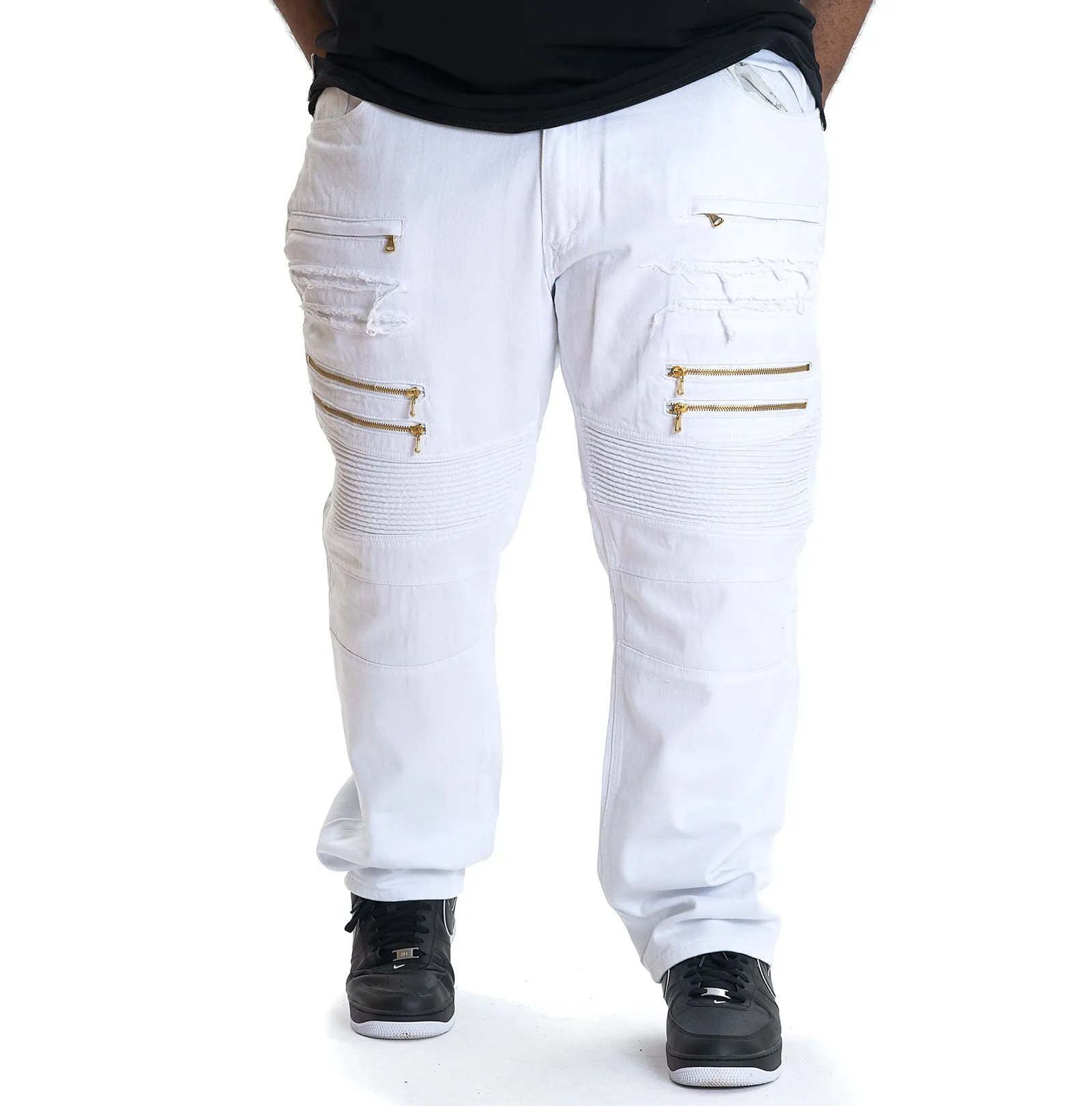 M1740 Ripped & Repair Retro Jeans - White