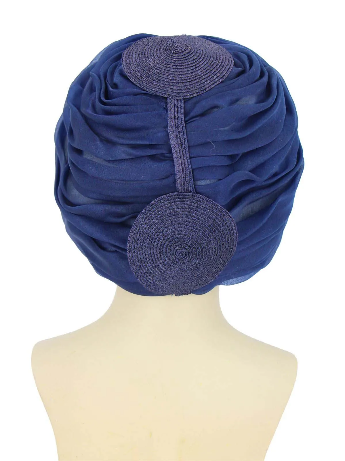 Navy Ruched & Woven 1960s Vintage Hat