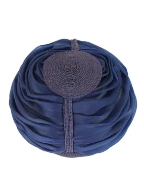 Navy Ruched & Woven 1960s Vintage Hat