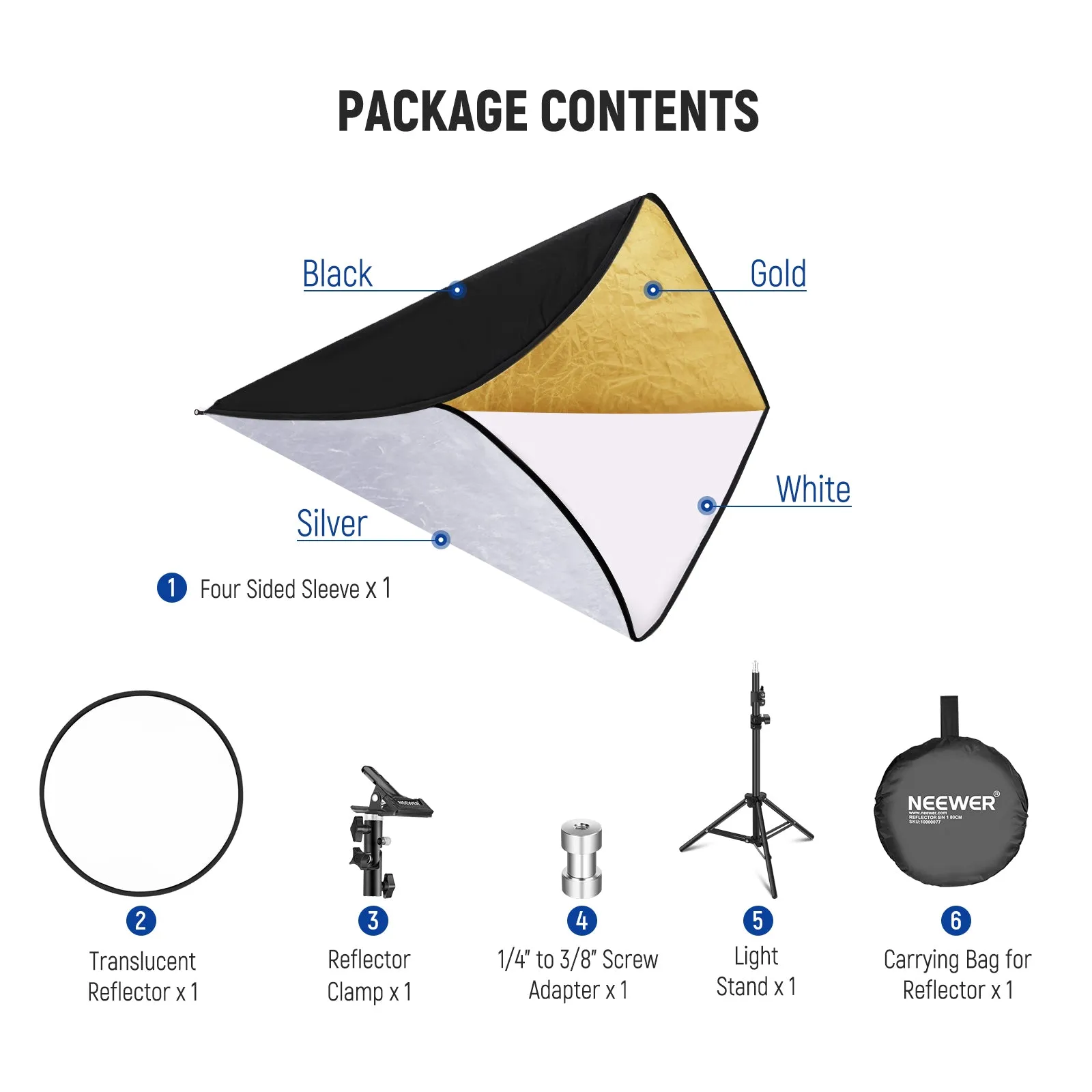 NEEWER 32”/80cm Light Reflector with Stand