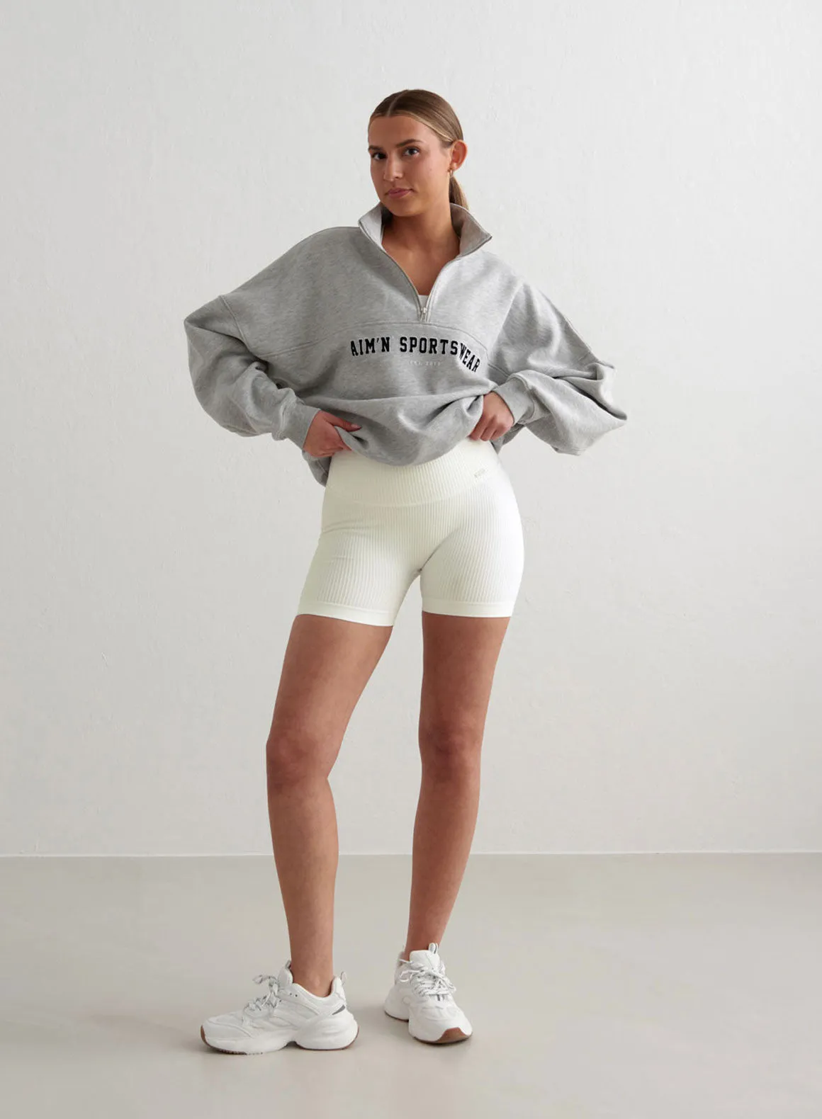 Off-White Ribbed Midi Biker Shorts