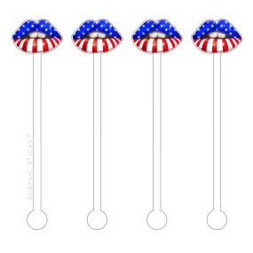 Patriotic Lips Acrylic Stir Sticks