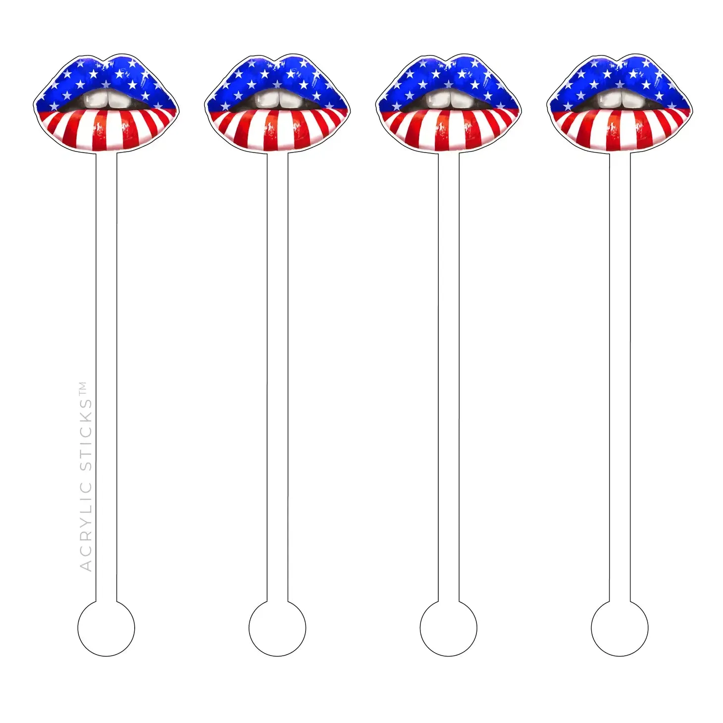 Patriotic Lips Acrylic Stir Sticks