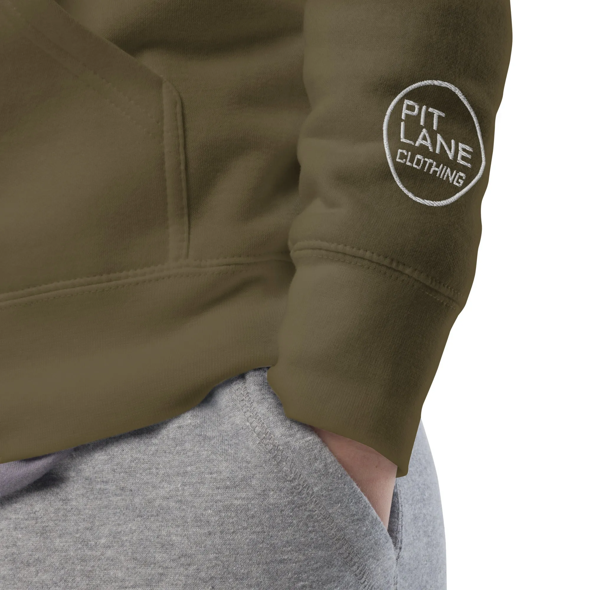 PIT LANE CLOTHING Embroidered Heavyweight Hoodie - Military Green