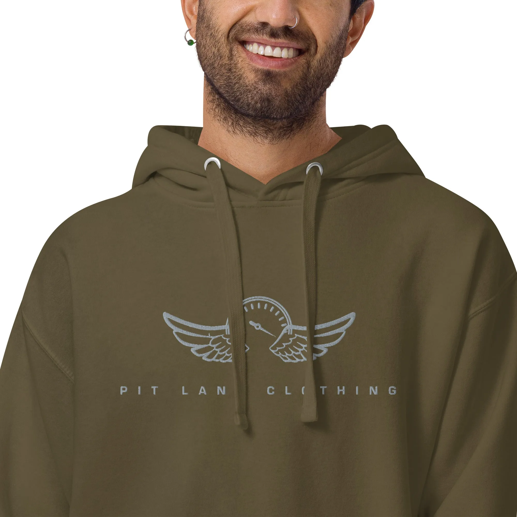 PIT LANE CLOTHING Embroidered Heavyweight Hoodie - Military Green