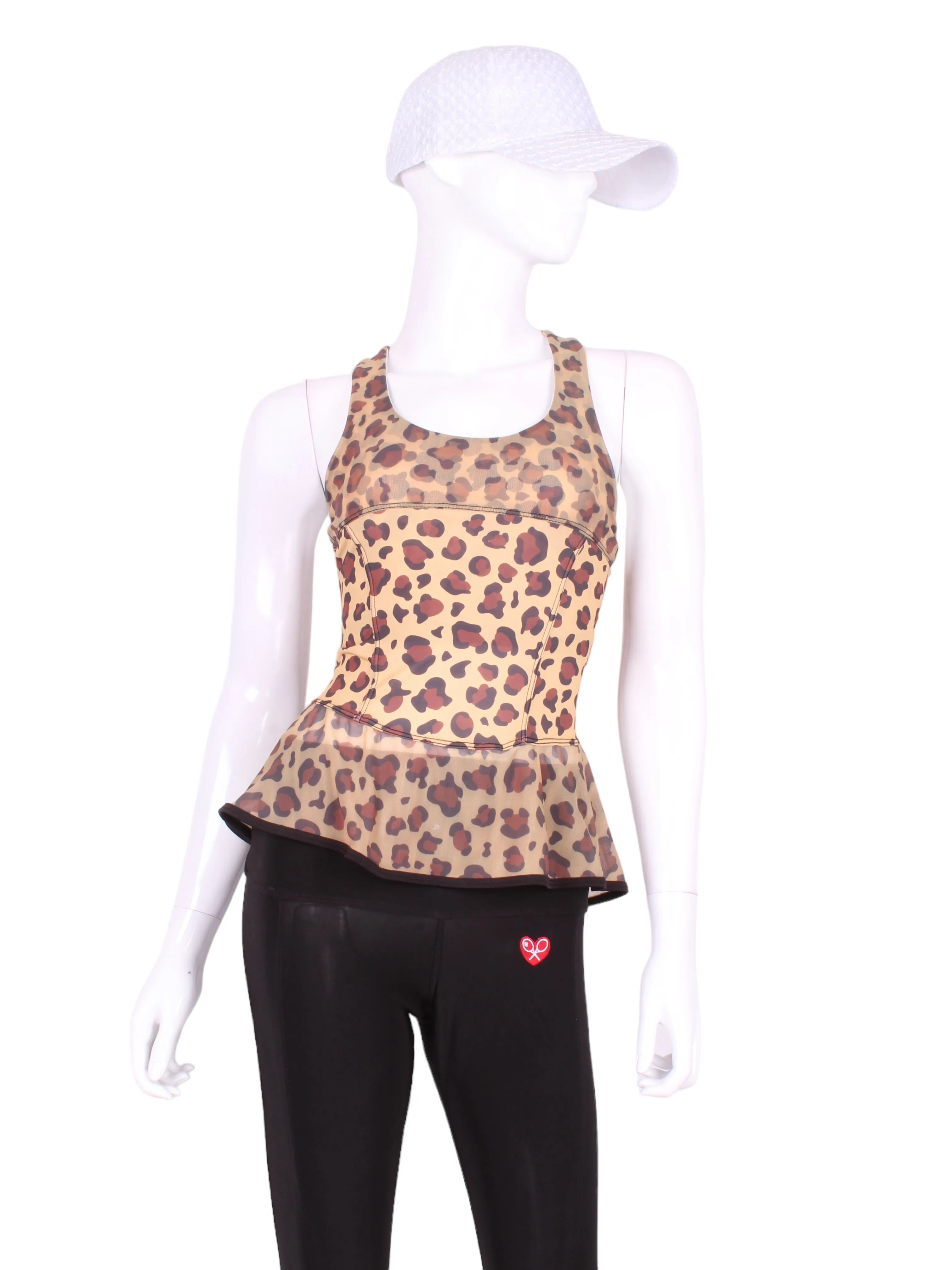 Ruffle Tank Tennis Top Leopard   Leopard Mesh