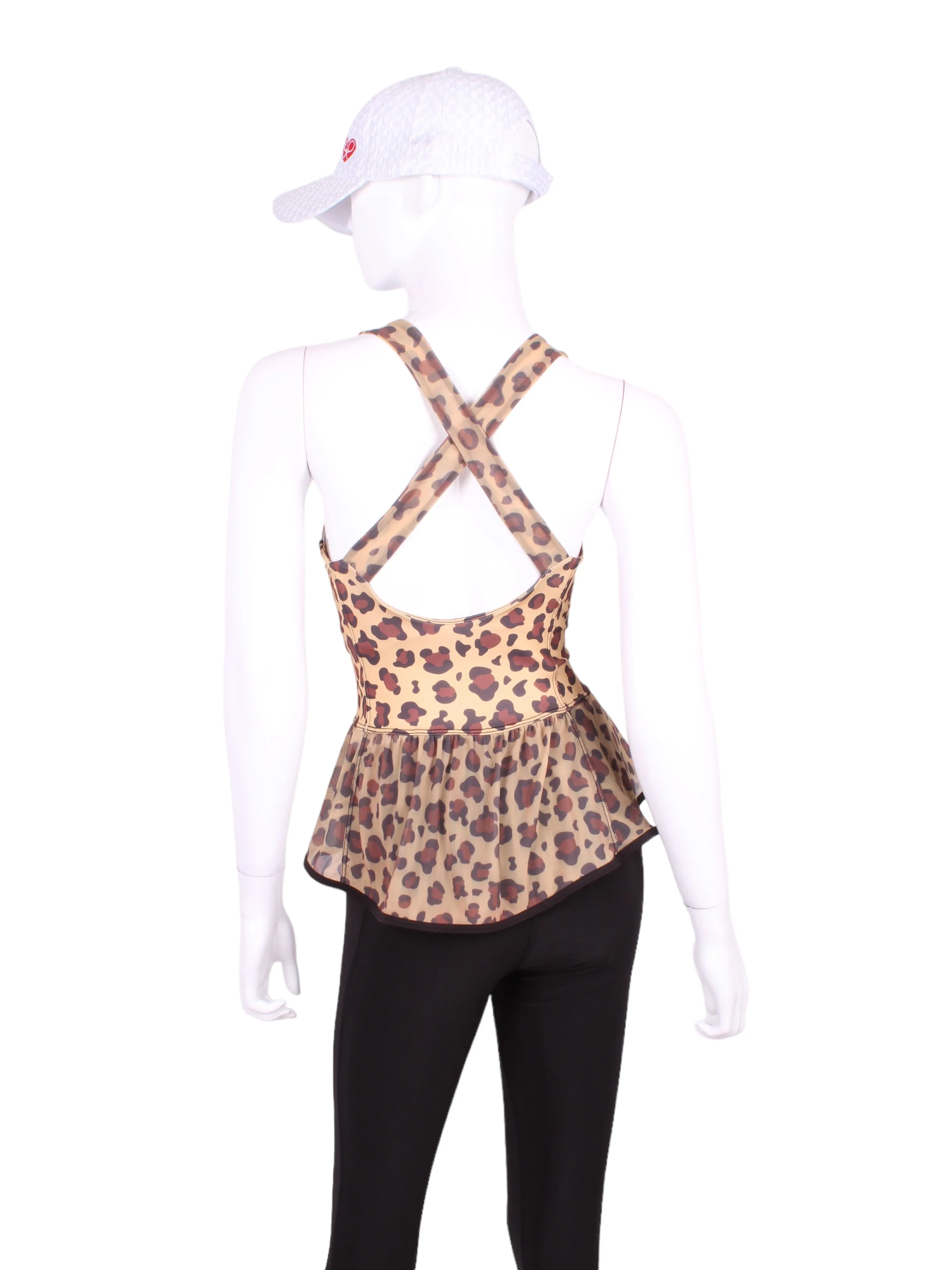 Ruffle Tank Tennis Top Leopard   Leopard Mesh