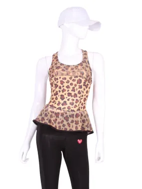 Ruffle Tank Tennis Top Leopard   Leopard Mesh