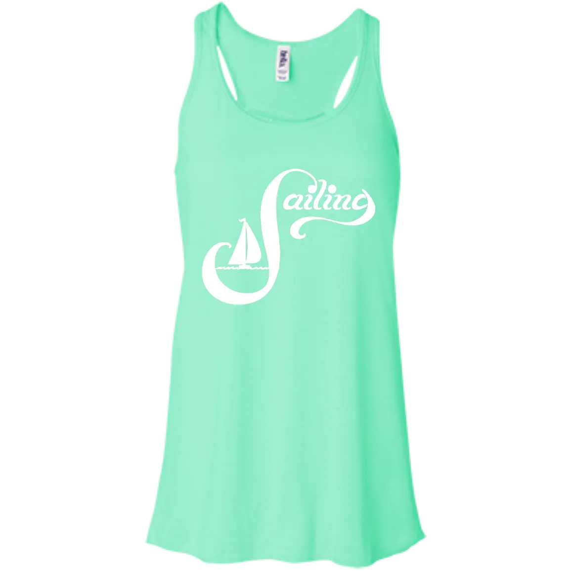 Sailing White on Bella Canvas Flowy Racerback Tank