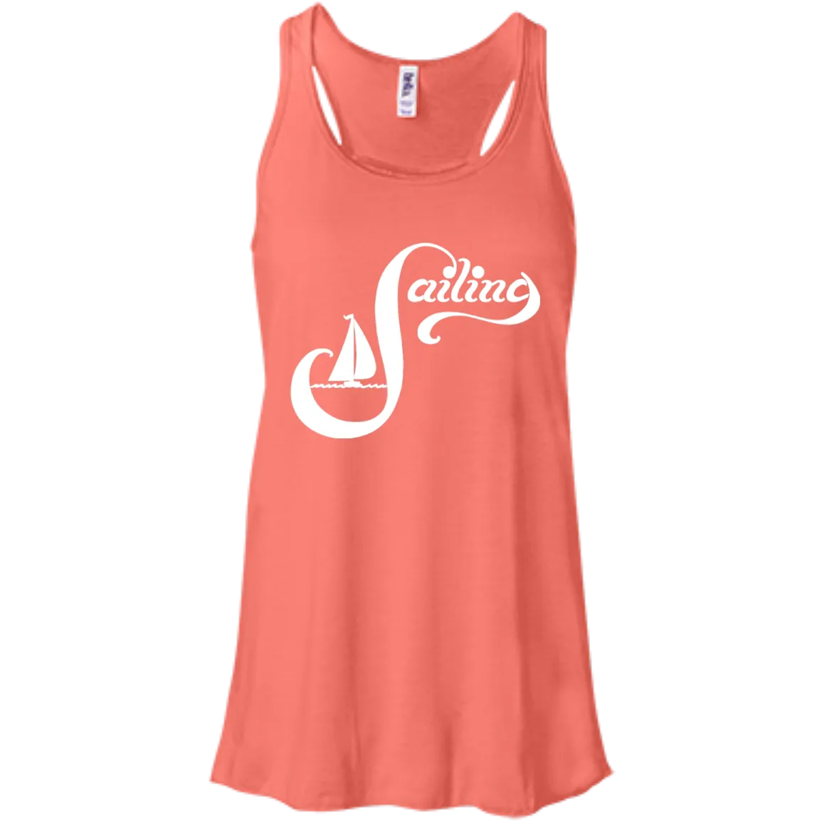 Sailing White on Bella Canvas Flowy Racerback Tank