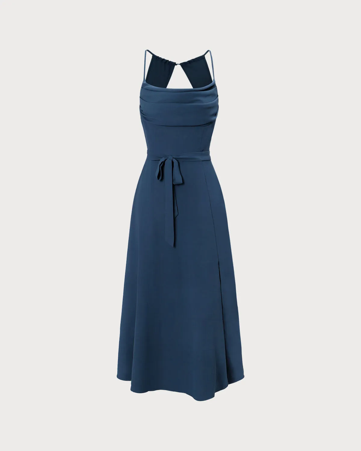 The Navy Cowl Neck Cutout Back Maxi Dress