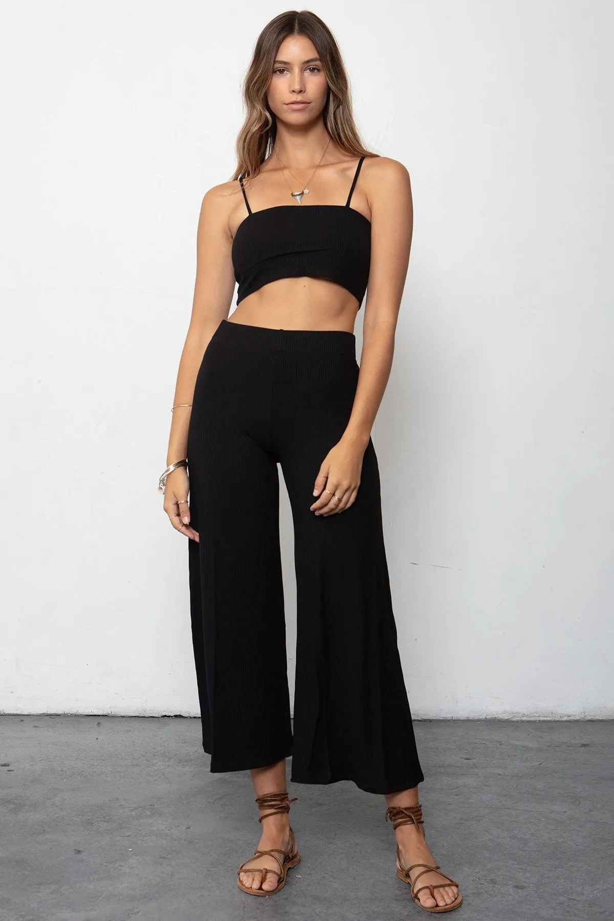 THE RIB WIDE LEG CROP PANT