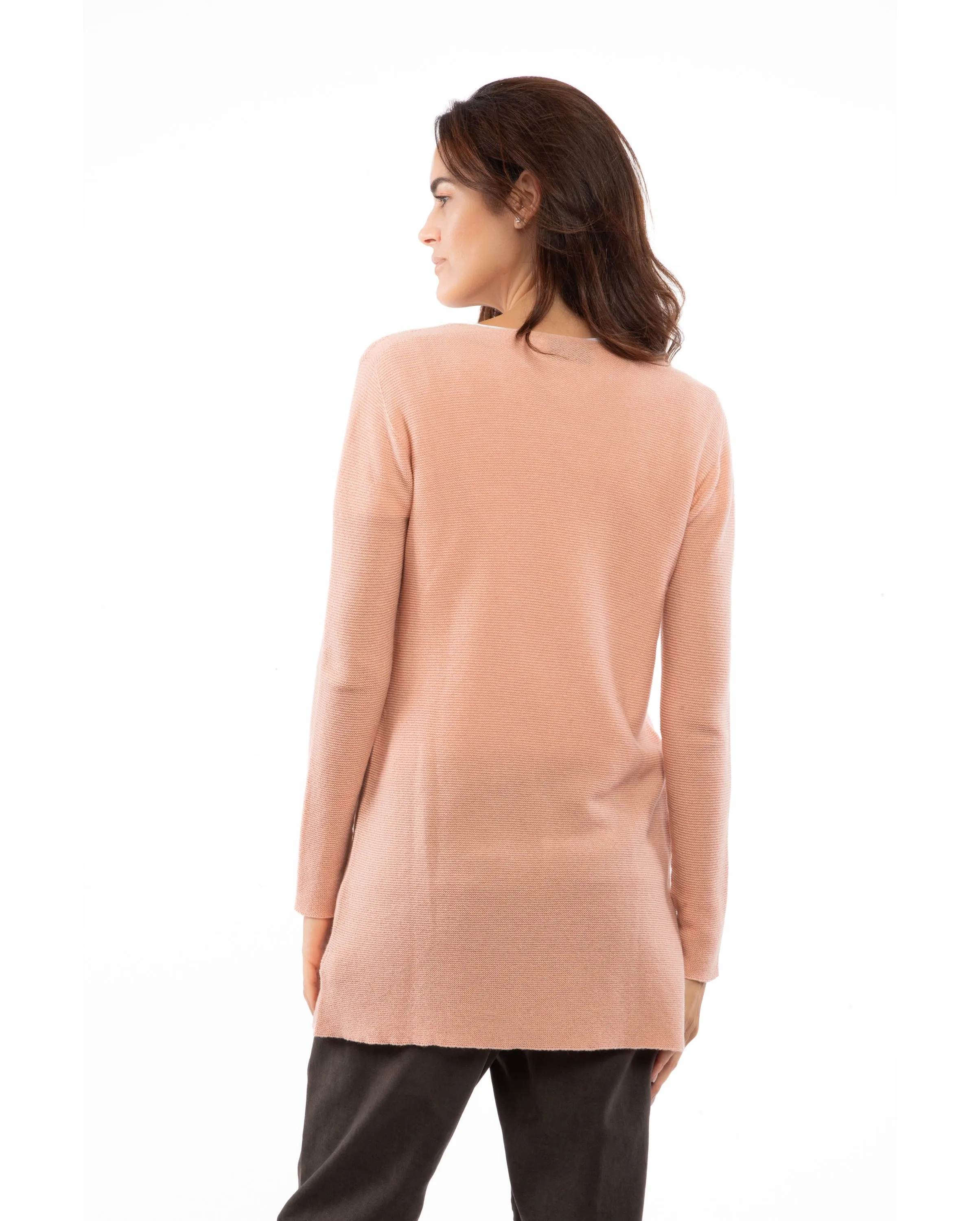 Women's Cashmere Links Stitch Duster Cardigan Peach