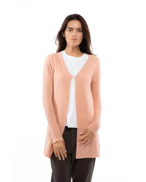 Women's Cashmere Links Stitch Duster Cardigan Peach